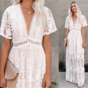White lace maxi dress